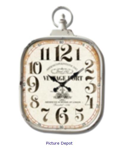 Picture of Vintage Off White Metal Clock CL70042