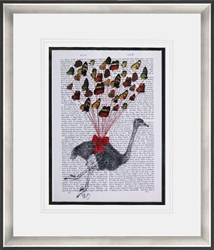 Picture of Ostrich Flying with Butterflies GL00942