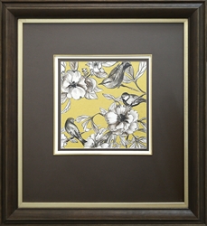 Picture of Peonies and Birds on Yellow II GL01160