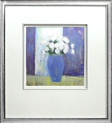 Picture of Ranunculi in Blue Vase White Flowers GL01431