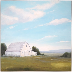 Picture of White Wooden Barn             OP1886-1