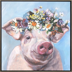 Picture of Pig with Flower        OP2033-1